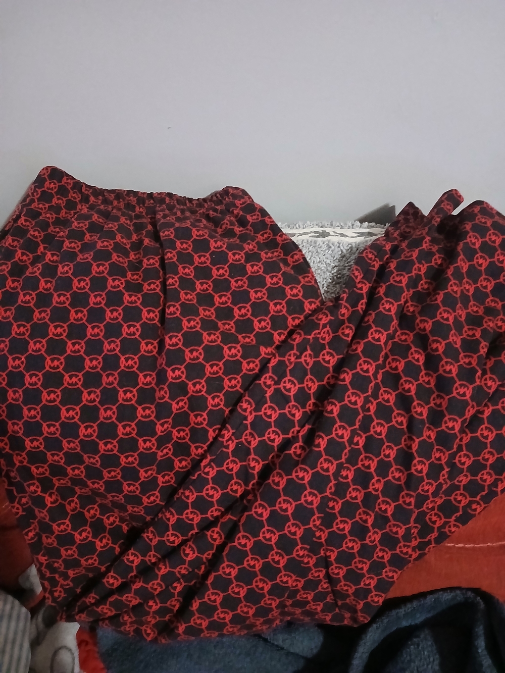 Michael Kors Black and Red Logo Print Pajama Pants